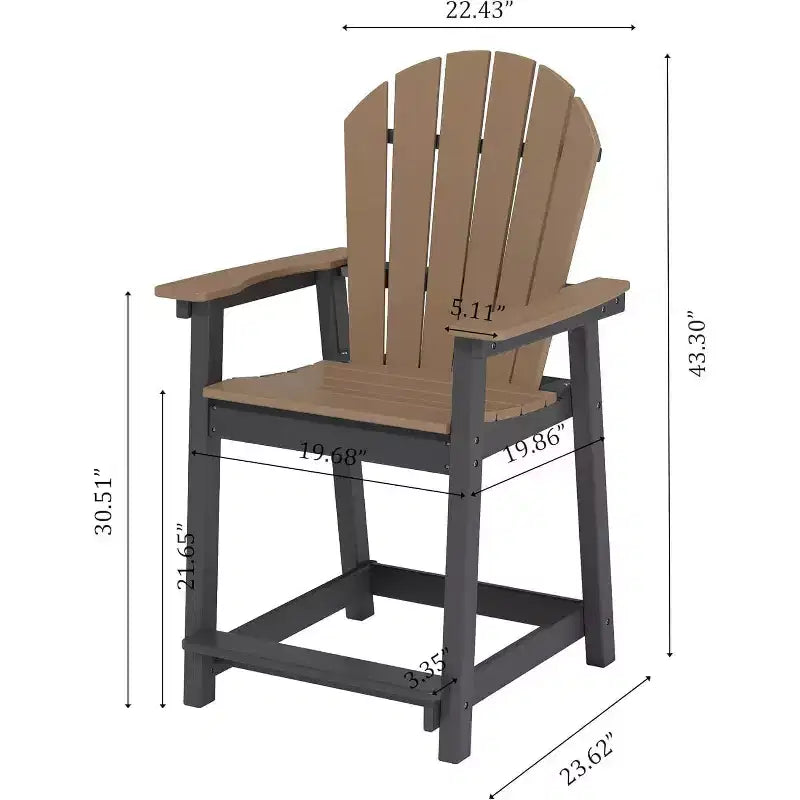 Sedia da bar Tree City Tall Adirondack, sedia da esterno altezza bancone per patio e terrazza, sedia per tutte le stagioni in HDPE resistente