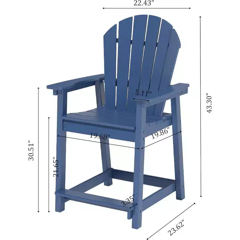 Sedia da bar Tree City Tall Adirondack, sedia da esterno altezza bancone per patio e terrazza, sedia per tutte le stagioni in HDPE resistente