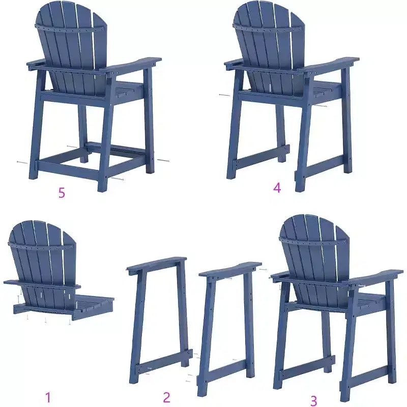 Sedia da bar Tree City Tall Adirondack, sedia da esterno altezza bancone per patio e terrazza, sedia per tutte le stagioni in HDPE resistente