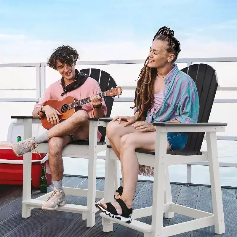 Sedia da bar Tree City Tall Adirondack, sedia da esterno altezza bancone per patio e terrazza, sedia per tutte le stagioni in HDPE resistente