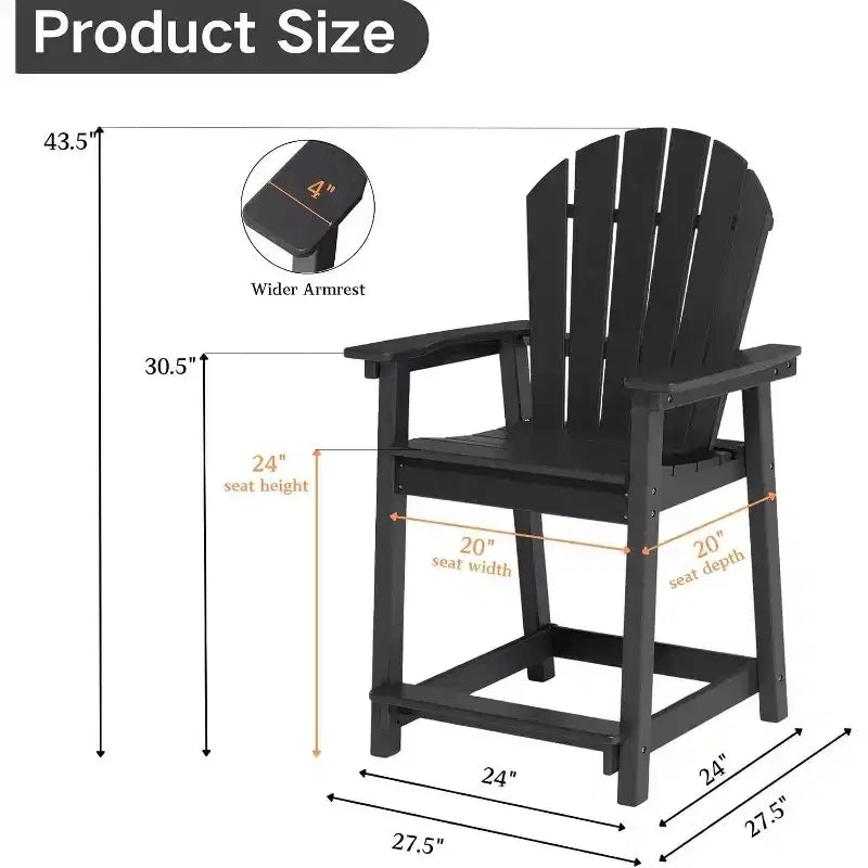 Sedia da bar Tree City Tall Adirondack, sedia da esterno altezza bancone per patio e terrazza, sedia per tutte le stagioni in HDPE resistente