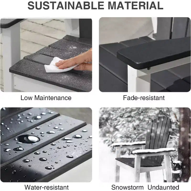Sedia da bar Tree City Tall Adirondack, sedia da esterno altezza bancone per patio e terrazza, sedia per tutte le stagioni in HDPE resistente