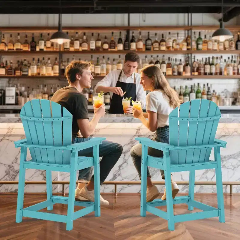 Sedia da bar Tree City Tall Adirondack, sedia da esterno altezza bancone per patio e terrazza, sedia per tutte le stagioni in HDPE resistente