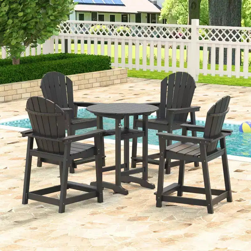 Sedia da bar Tree City Tall Adirondack, sedia da esterno altezza bancone per patio e terrazza, sedia per tutte le stagioni in HDPE resistente