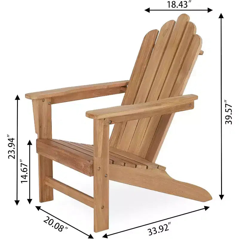 Sedia Adirondack in legno di teak Tree City, braccioli ampi e schienale alto, sedia da esterno in teak di grado A resistente alle intemperie per giardino, portico o spiaggia