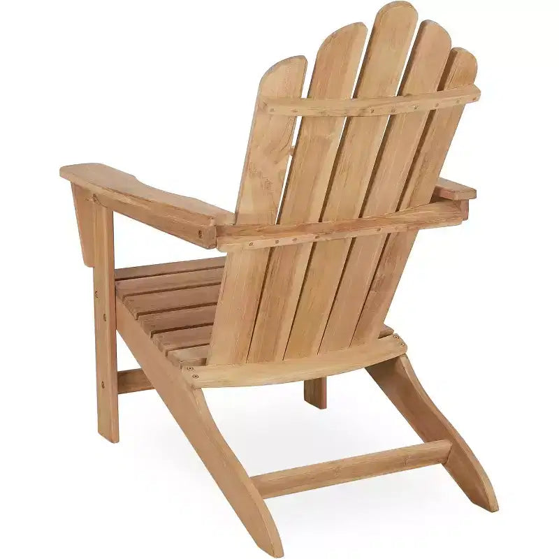 Sedia Adirondack in legno di teak Tree City, braccioli ampi e schienale alto, sedia da esterno in teak di grado A resistente alle intemperie per giardino, portico o spiaggia