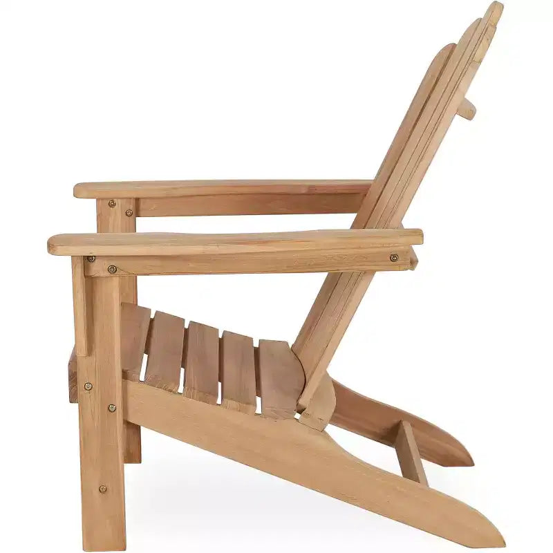 Sedia Adirondack in legno di teak Tree City, braccioli ampi e schienale alto, sedia da esterno in teak di grado A resistente alle intemperie per giardino, portico o spiaggia