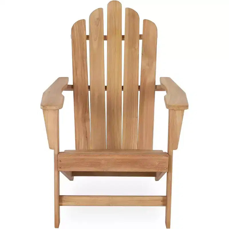 Sedia Adirondack in legno di teak Tree City, braccioli ampi e schienale alto, sedia da esterno in teak di grado A resistente alle intemperie per giardino, portico o spiaggia