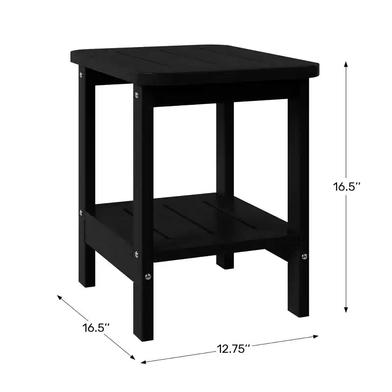 WestinTrends Aruba Tavolino Quadrato da Esterno a 2 Ripiani in HDPE, Stile Moderno Adirondack, Turchese