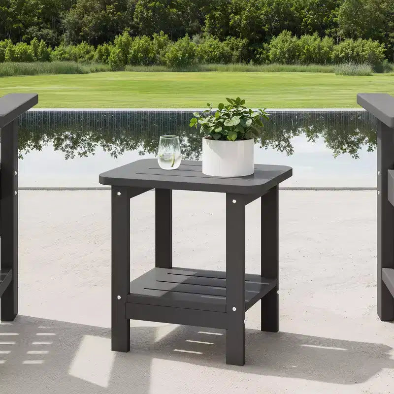 WestinTrends Aruba Tavolino Quadrato da Esterno a 2 Ripiani in HDPE, Stile Moderno Adirondack, Turchese