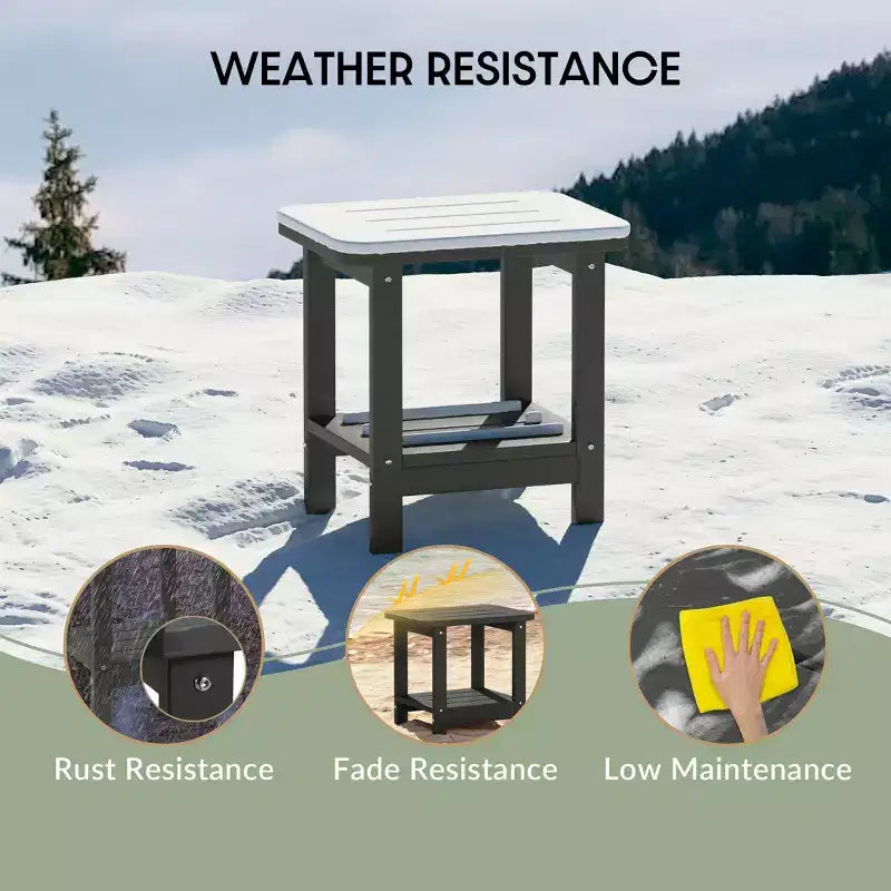 WestinTrends Aruba Tavolino Quadrato da Esterno a 2 Ripiani in HDPE, Stile Moderno Adirondack, Turchese