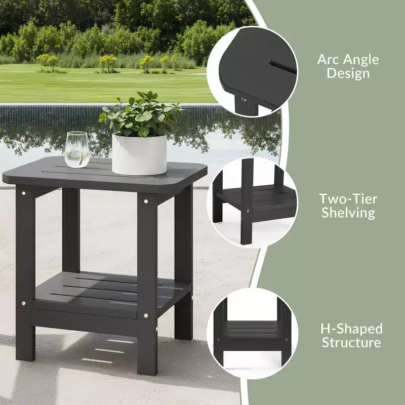 WestinTrends Aruba Tavolino Quadrato da Esterno a 2 Ripiani in HDPE, Stile Moderno Adirondack, Turchese