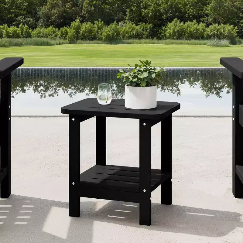 WestinTrends Aruba Tavolino Quadrato da Esterno a 2 Ripiani in HDPE, Stile Moderno Adirondack, Turchese