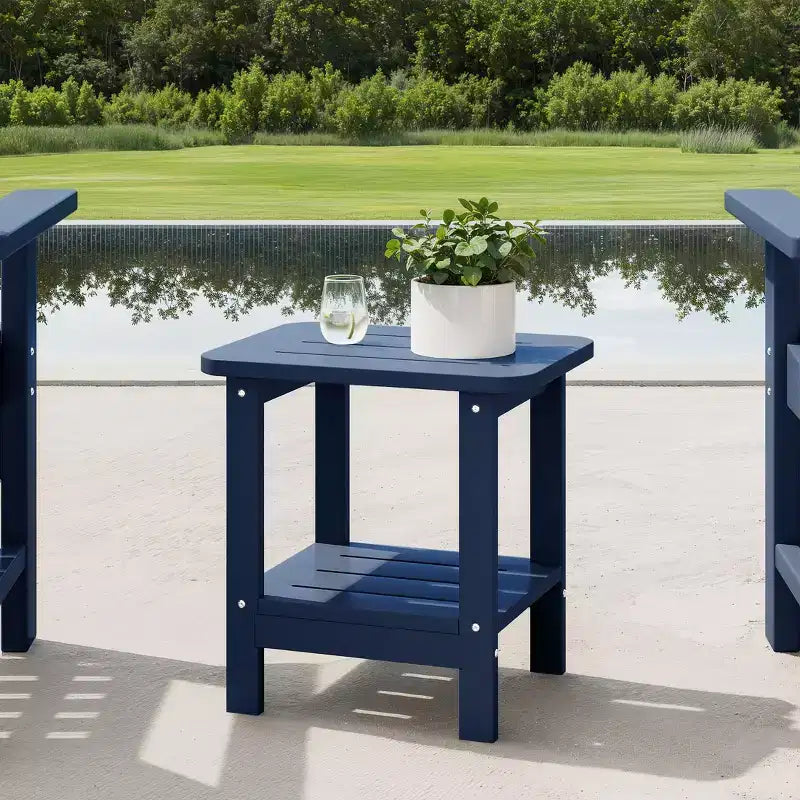 WestinTrends Aruba Tavolino Quadrato da Esterno a 2 Ripiani in HDPE, Stile Moderno Adirondack, Turchese