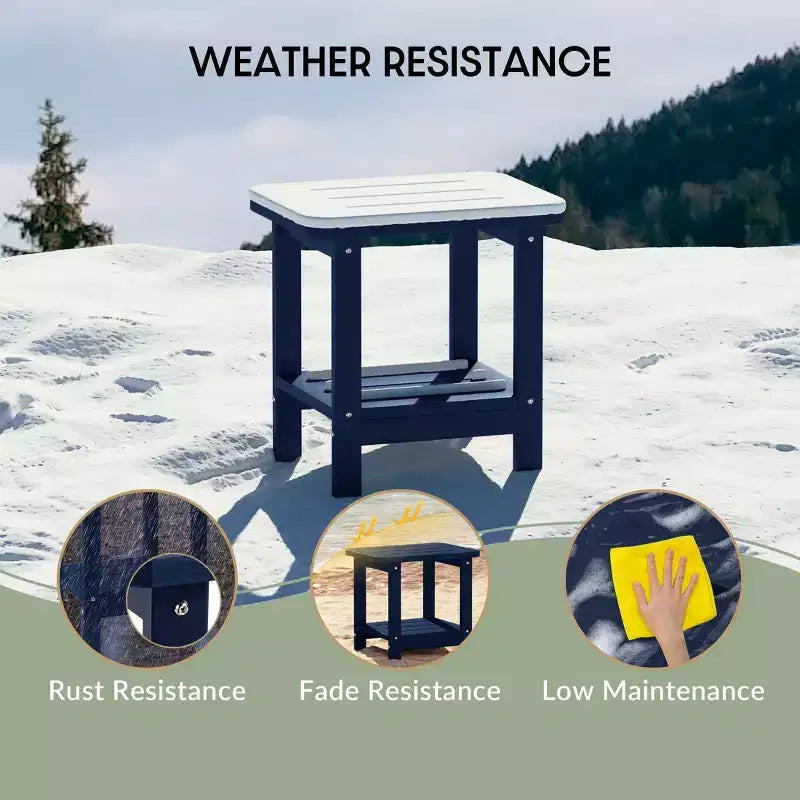 WestinTrends Aruba Tavolino Quadrato da Esterno a 2 Ripiani in HDPE, Stile Moderno Adirondack, Turchese