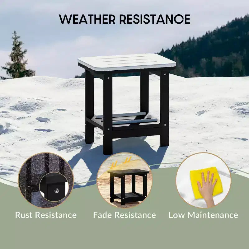 WestinTrends Aruba Tavolino Quadrato da Esterno a 2 Ripiani in HDPE, Stile Moderno Adirondack, Turchese