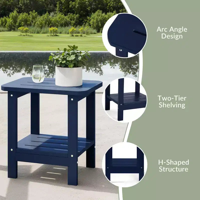 WestinTrends Aruba Tavolino Quadrato da Esterno a 2 Ripiani in HDPE, Stile Moderno Adirondack, Turchese