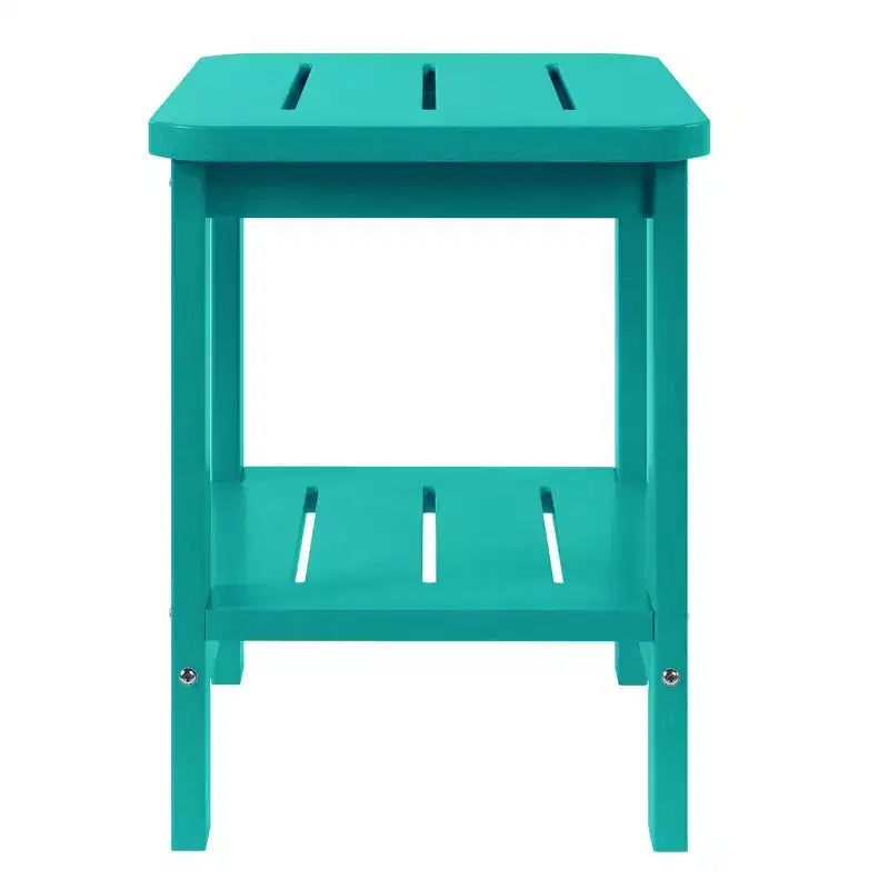 WestinTrends Aruba Tavolino Quadrato da Esterno a 2 Ripiani in HDPE, Stile Moderno Adirondack, Turchese