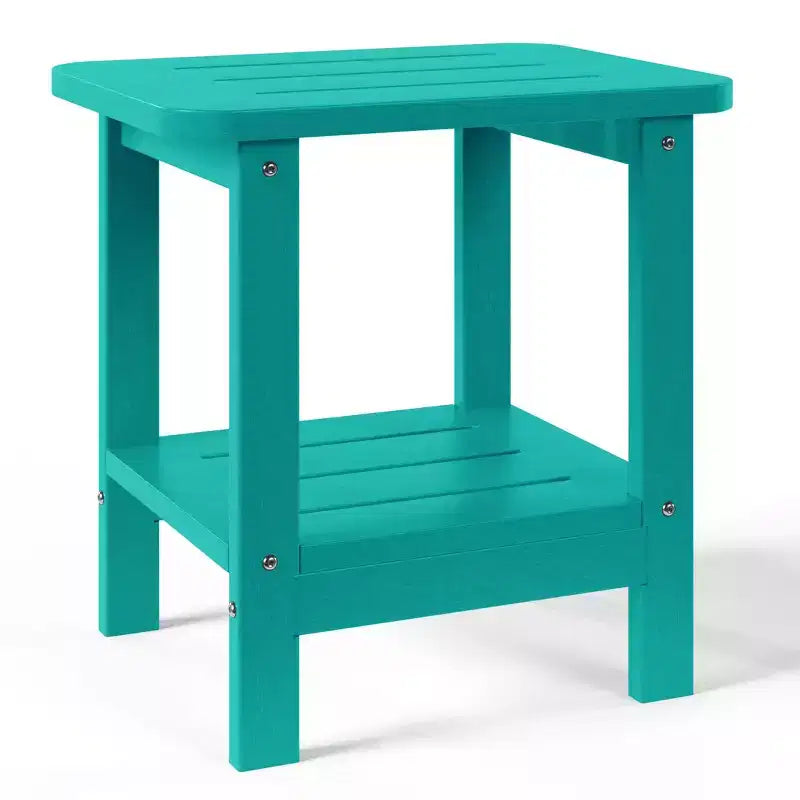WestinTrends Aruba Tavolino Quadrato da Esterno a 2 Ripiani in HDPE, Stile Moderno Adirondack, Turchese