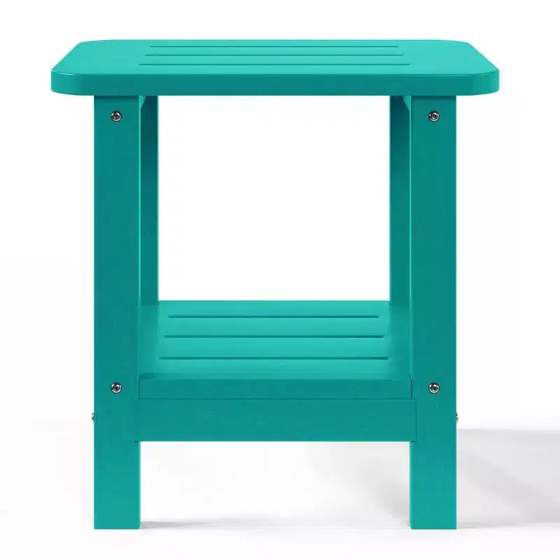 WestinTrends Aruba Tavolino Quadrato da Esterno a 2 Ripiani in HDPE, Stile Moderno Adirondack, Turchese