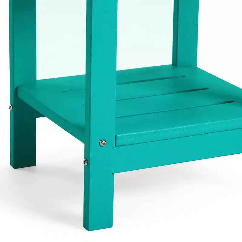 WestinTrends Aruba Tavolino Quadrato da Esterno a 2 Ripiani in HDPE, Stile Moderno Adirondack, Turchese