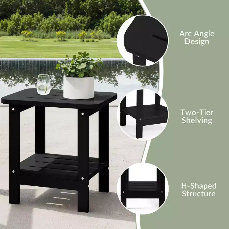 WestinTrends Aruba Tavolino Quadrato da Esterno a 2 Ripiani in HDPE, Stile Moderno Adirondack, Turchese