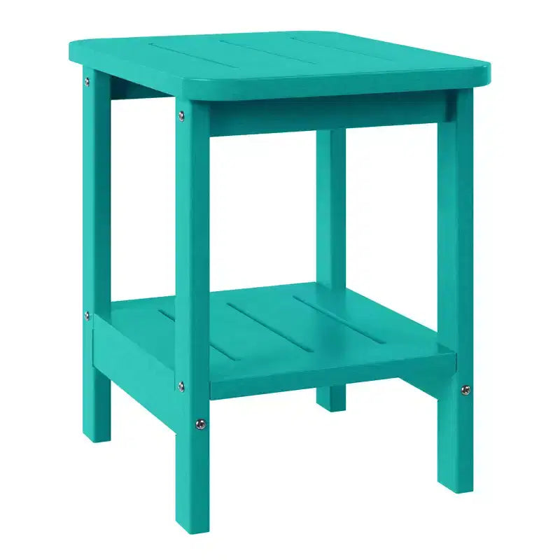 WestinTrends Aruba Tavolino Quadrato da Esterno a 2 Ripiani in HDPE, Stile Moderno Adirondack, Turchese