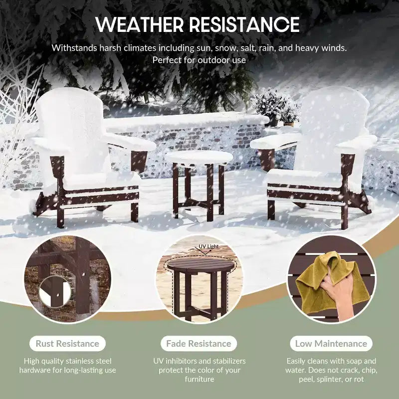 WestinTrends Malibu Set da 2 Pezzi Pieghevole da Esterno Regolabile Sedia Adirondack con Portabicchieri e Poggiapiedi a Scomparsa e Tavolino Laterale da 18