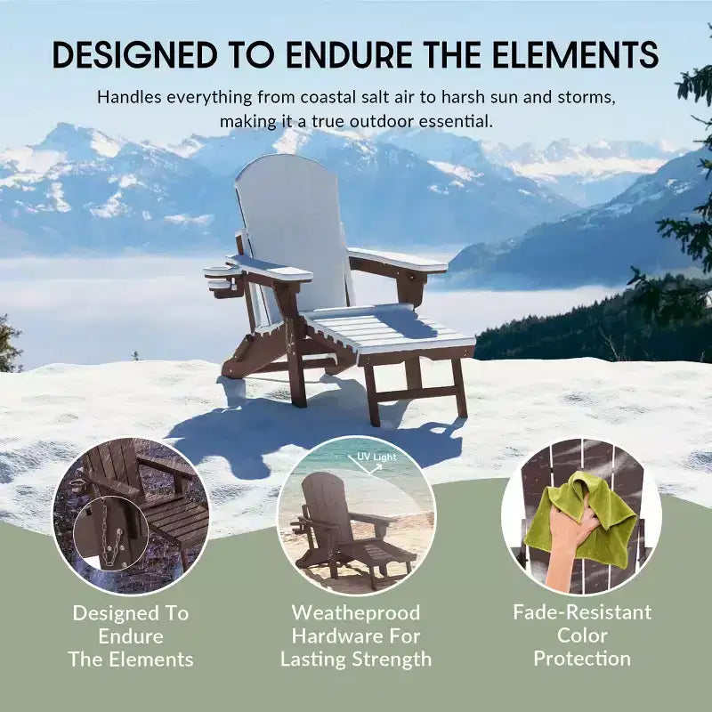 WestinTrends Malibu Set da 2 Pezzi Pieghevole da Esterno Regolabile Sedia Adirondack con Portabicchieri e Poggiapiedi a Scomparsa e Tavolino Laterale da 18