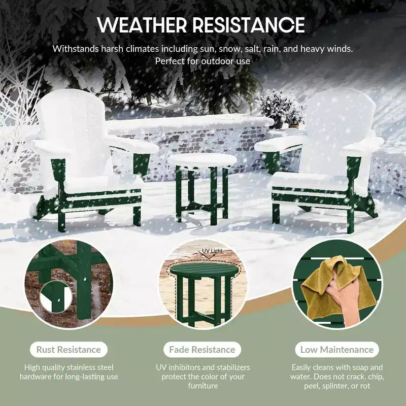 WestinTrends Malibu Set da 2 Pezzi Pieghevole da Esterno Regolabile Sedia Adirondack con Portabicchieri e Poggiapiedi a Scomparsa e Tavolino Laterale da 18