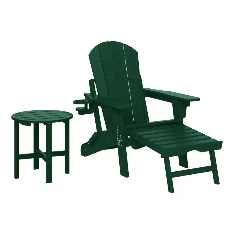 WestinTrends Malibu Set da 2 Pezzi Pieghevole da Esterno Regolabile Sedia Adirondack con Portabicchieri e Poggiapiedi a Scomparsa e Tavolino Laterale da 18
