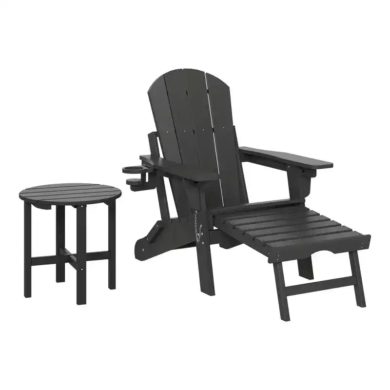 WestinTrends Malibu Set da 2 Pezzi Pieghevole da Esterno Regolabile Sedia Adirondack con Portabicchieri e Poggiapiedi a Scomparsa e Tavolino Laterale da 18