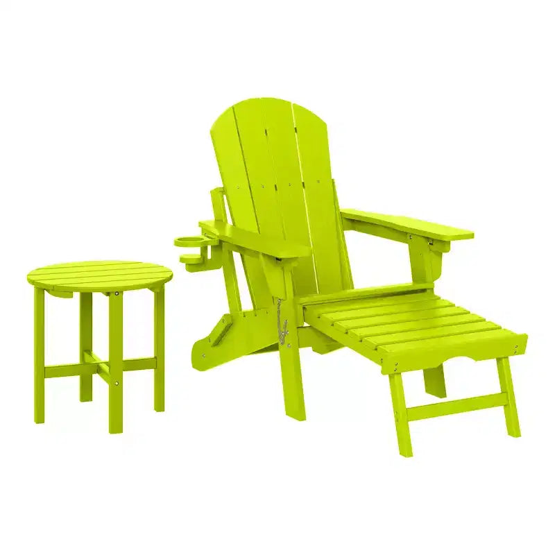 WestinTrends Malibu Set da 2 Pezzi Pieghevole da Esterno Regolabile Sedia Adirondack con Portabicchieri e Poggiapiedi a Scomparsa e Tavolino Laterale da 18
