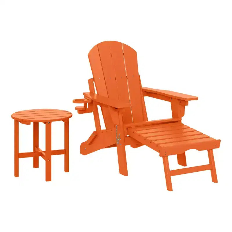 WestinTrends Malibu Set da 2 Pezzi Pieghevole da Esterno Regolabile Sedia Adirondack con Portabicchieri e Poggiapiedi a Scomparsa e Tavolino Laterale da 18
