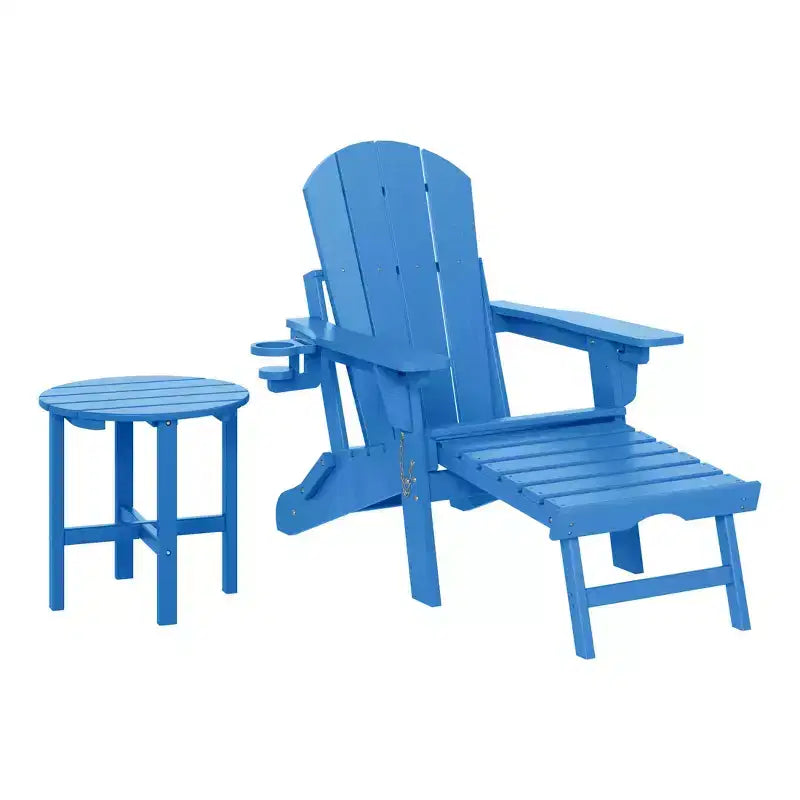 WestinTrends Malibu Set da 2 Pezzi Pieghevole da Esterno Regolabile Sedia Adirondack con Portabicchieri e Poggiapiedi a Scomparsa e Tavolino Laterale da 18