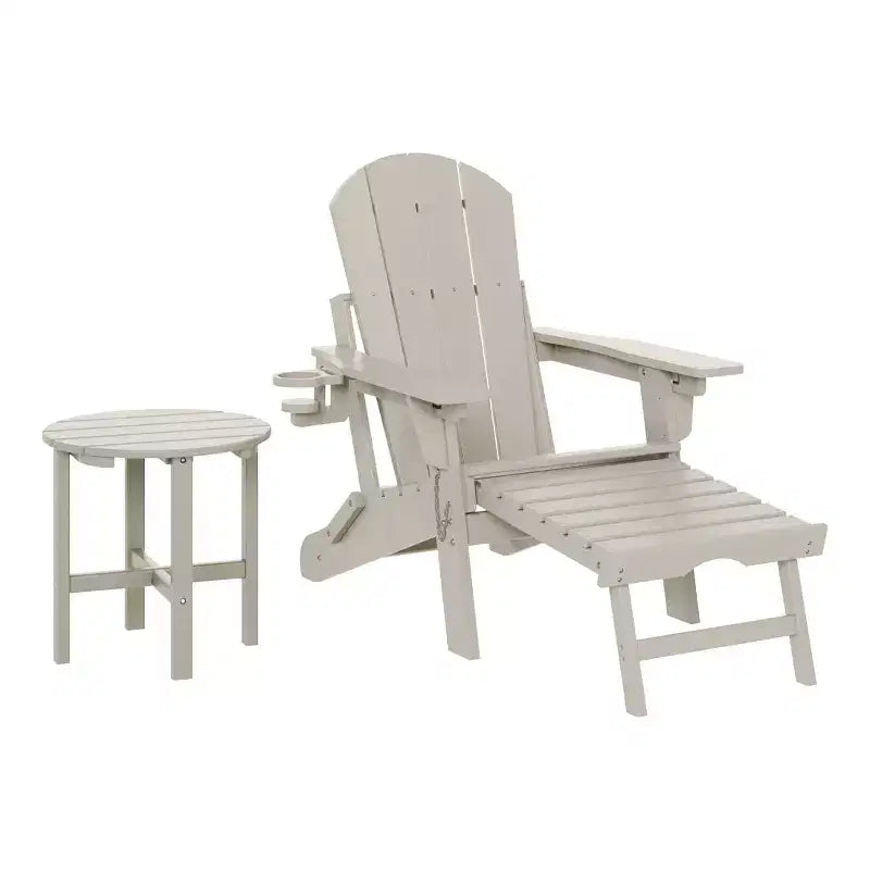 WestinTrends Malibu Set da 2 Pezzi Pieghevole da Esterno Regolabile Sedia Adirondack con Portabicchieri e Poggiapiedi a Scomparsa e Tavolino Laterale da 18