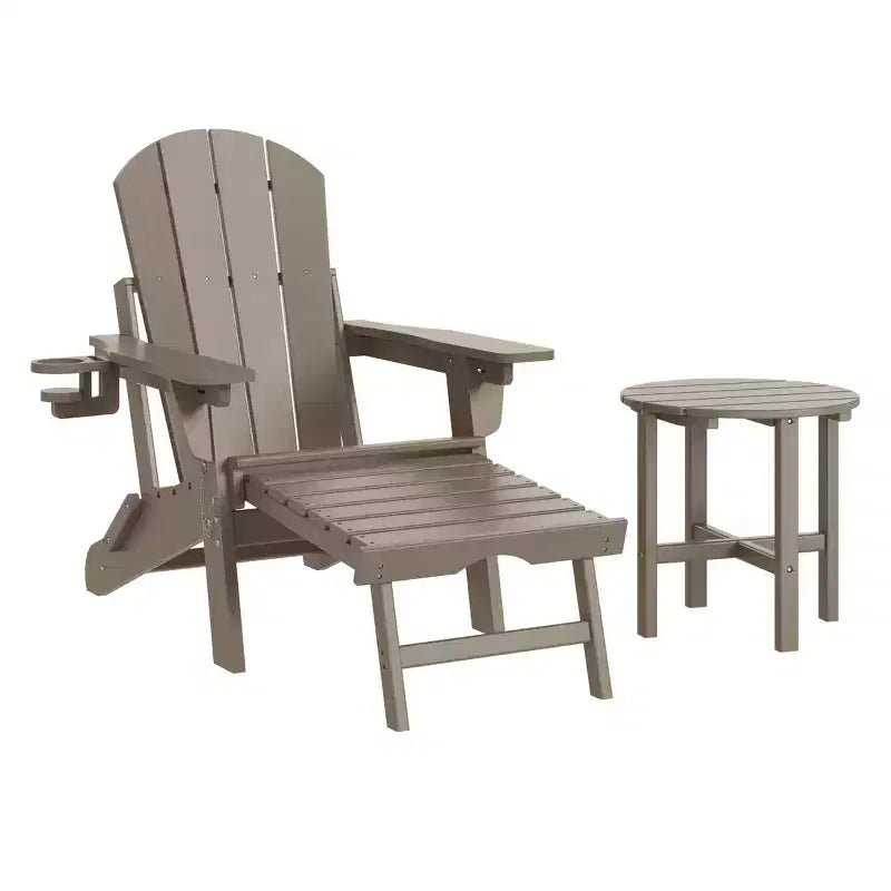 WestinTrends Malibu Set da 2 Pezzi Pieghevole da Esterno Regolabile Sedia Adirondack con Portabicchieri e Poggiapiedi a Scomparsa e Tavolino Laterale da 18