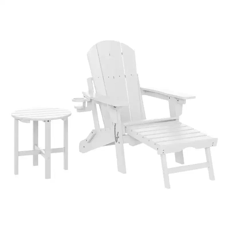 WestinTrends Malibu Set da 2 Pezzi Pieghevole da Esterno Regolabile Sedia Adirondack con Portabicchieri e Poggiapiedi a Scomparsa e Tavolino Laterale da 18