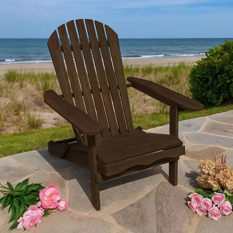 Sedia Adirondack da Esterni Royal Hampton, Schienale a Doghe, Legno Grigio Invecchiato