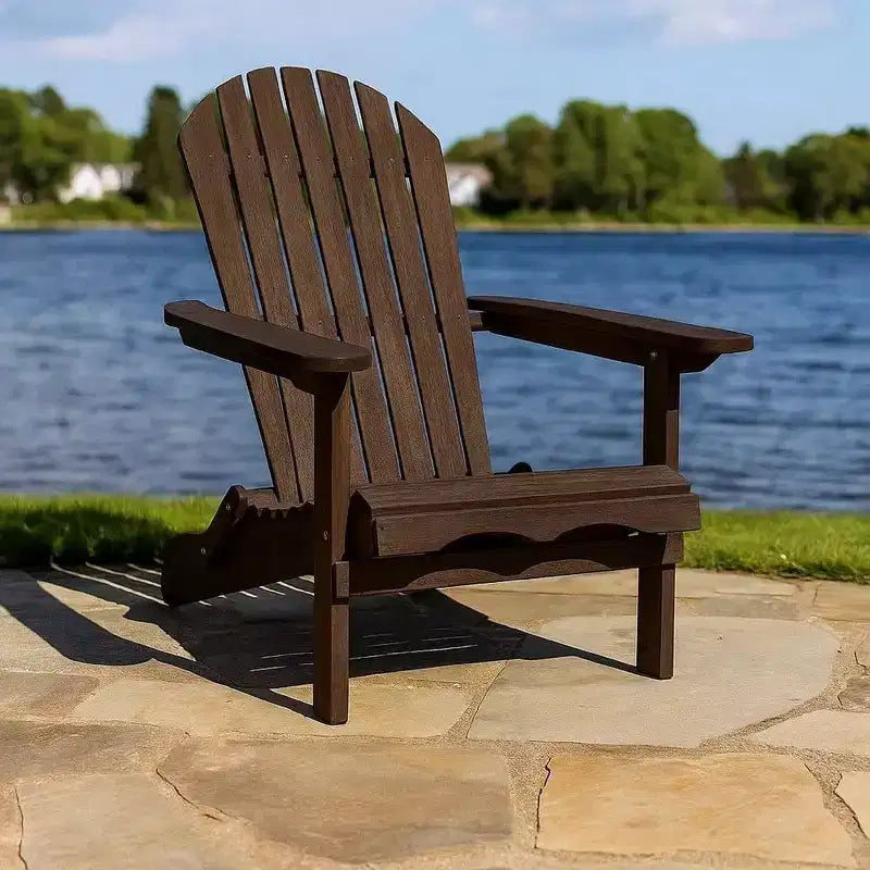 Sedia Adirondack da Esterni Royal Hampton, Schienale a Doghe, Legno Grigio Invecchiato