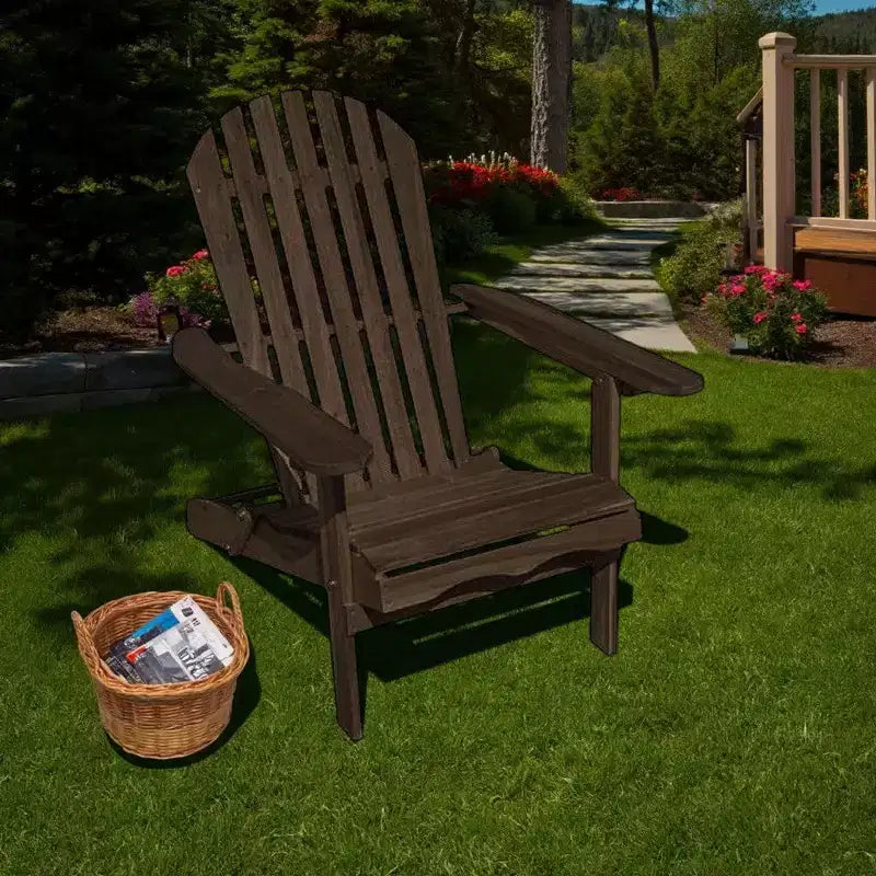 Sedia Adirondack da Esterni Royal Hampton, Schienale a Doghe, Legno Grigio Invecchiato