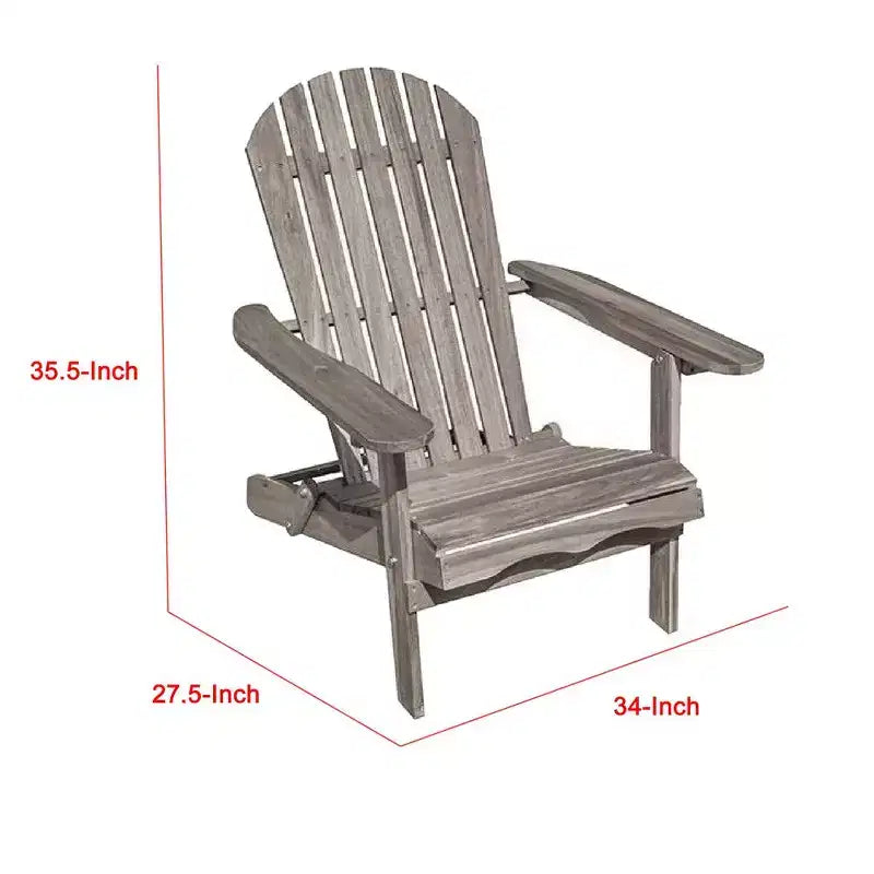 Chaise Adirondack d'extérieur Royal Hampton, dossier à lattes, bois d'eucalyptus gris