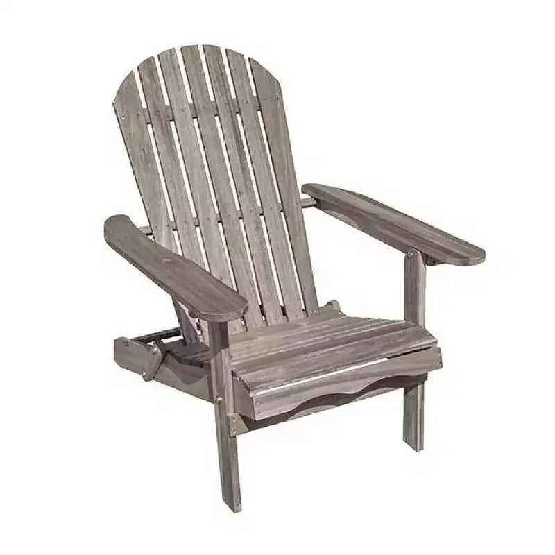 Chaise Adirondack d'extérieur Royal Hampton, dossier à lattes, bois d'eucalyptus gris
