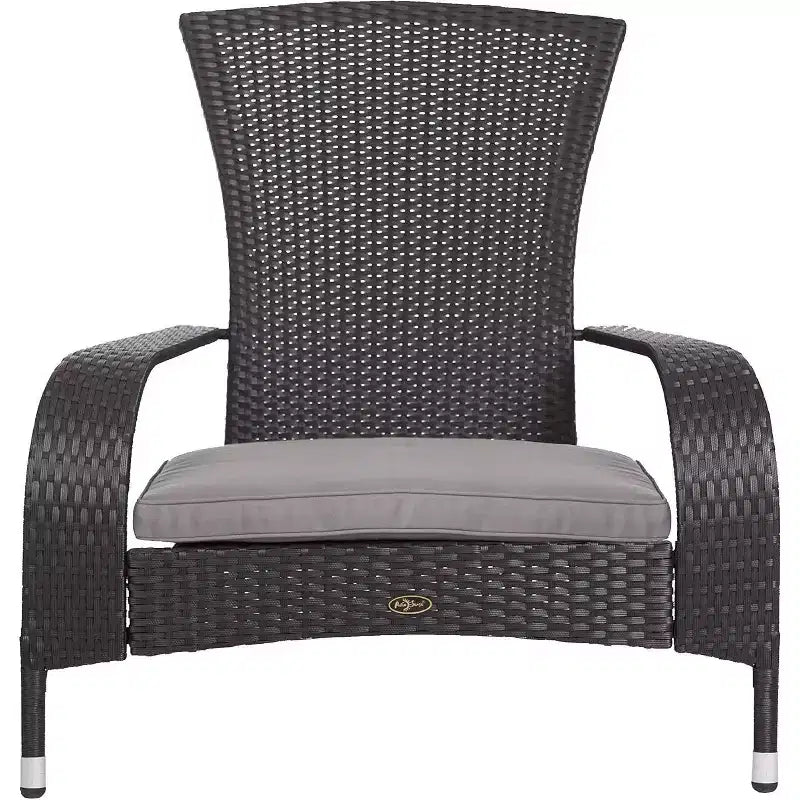 Balkene Home 62430 Poltrona in vimini Coconino Resistente alle intemperie Leggera Durevole Stile Adirondack Grigio Cuscino da esterno incluso - Nero