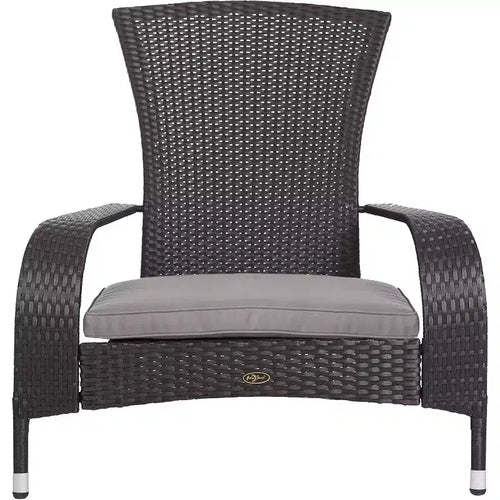 Balkene Home 62430 Poltrona in vimini Coconino Resistente alle intemperie Leggera Durevole Stile Adirondack Grigio Cuscino da esterno incluso - Nero