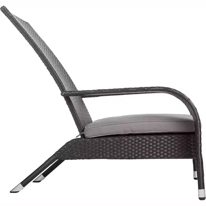 Balkene Home 62430 Poltrona in vimini Coconino Resistente alle intemperie Leggera Durevole Stile Adirondack Grigio Cuscino da esterno incluso - Nero
