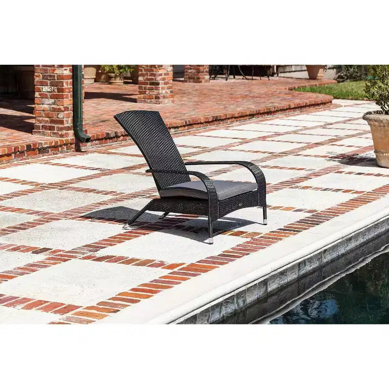 Balkene Home 62430 Poltrona in vimini Coconino Resistente alle intemperie Leggera Durevole Stile Adirondack Grigio Cuscino da esterno incluso - Nero