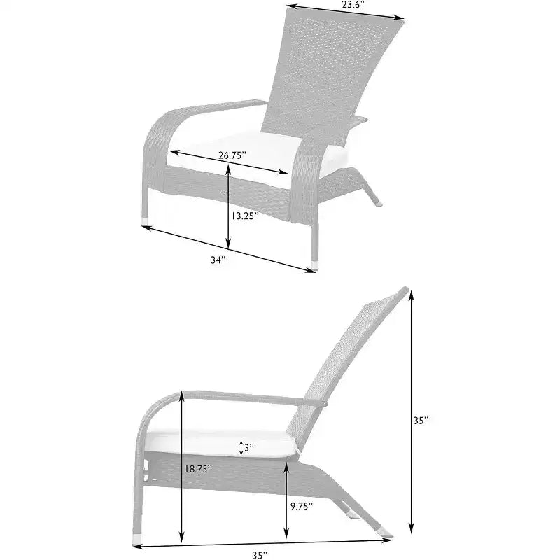 Poltrona lounge in vimini Coconino Balkene Home, cuscino beige per tutte le stagioni, leggera e resistente in stile Adirondack, finitura moka