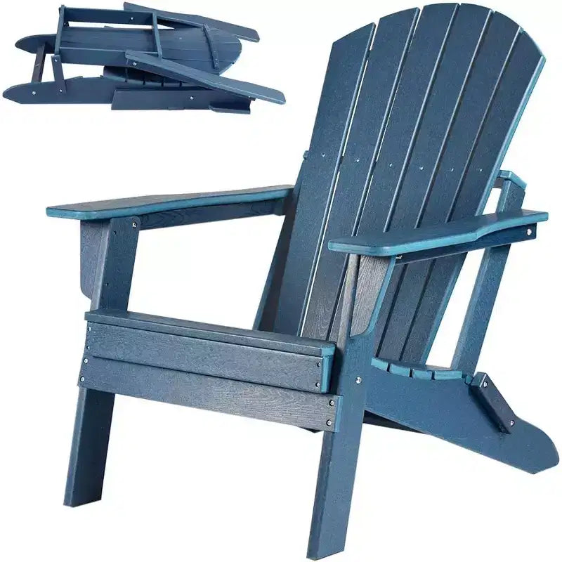 Sedia Adirondack Pieghevole Acekool con Seduta Profonda, Braccioli Ampi, Plastica Impermeabile e Resistente ai Raggi UV, Seduta Portatile per Patio e Giardino