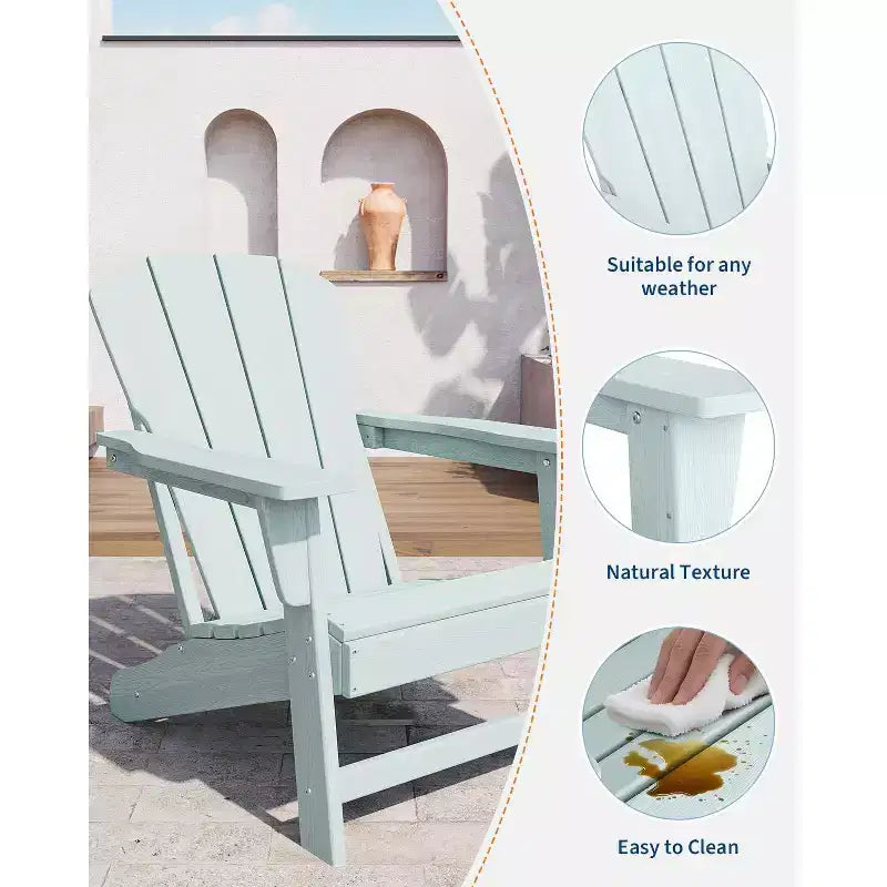 Set di 2 sedie Adirondack in HDPE - Sedie da esterno resistenti alle intemperie per patio/prato (capacità 170 kg, nessun montaggio richiesto)